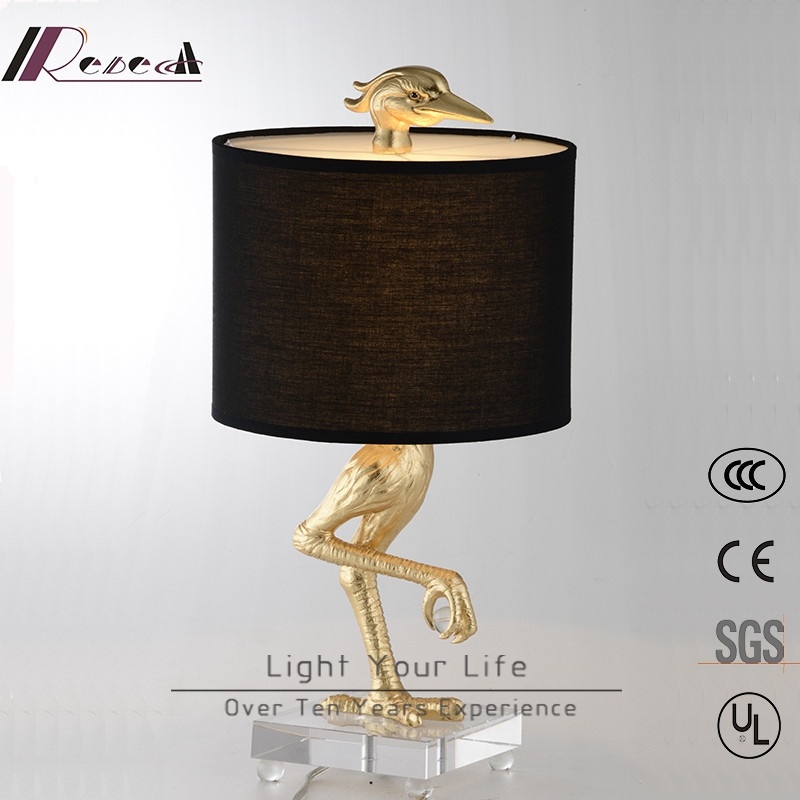 Guzhen New Modern metal resin crystal unique hand-made crane table lamp