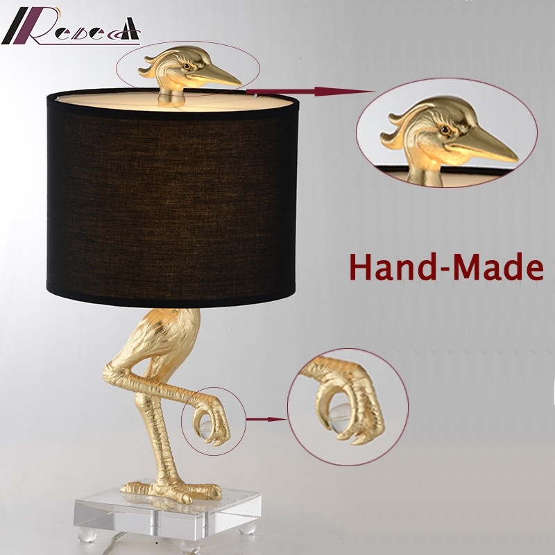 Guzhen New Modern metal resin crystal unique hand-made crane table lamp
