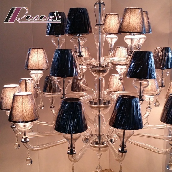 Modern Fabric Shade Glass Pendant Lamp for Luxury Hotel Room